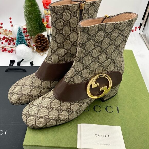 SOLD!!!!!!! Women’s Gucci GG supreme Blondie ankle boots size 38.5 made in Italy - Picture 3 of 9